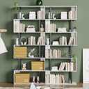 Gadroad 6 Tier Geometric Bookcase,S Shaped Bookshelf, Wood Decorative Storage Shelving, Modern Freestanding Display Shelves, Tall Book Shelf Unit for Living Room Bedroom, White