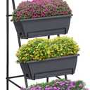 OYEAL Raised Garden Bed 4 Tier Vertical Garden Planter Indoor Outdoor Raised Planter Box with Legs Elevated Herb Garden Planters for Flowers Vegetables Plants, Grey