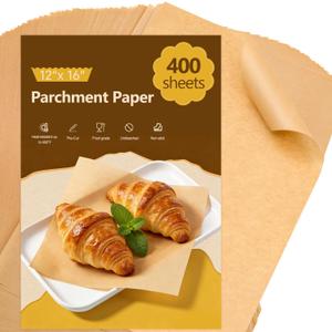 400Pcs Unbleached 12x16 Inch Silicone Coated Parchment Paper Sheets, Pre-Cut Non-Stick Baking Paper for Oven, Air Fryer, Grilling, Cooking, Fit Half Sheet Baking Pans