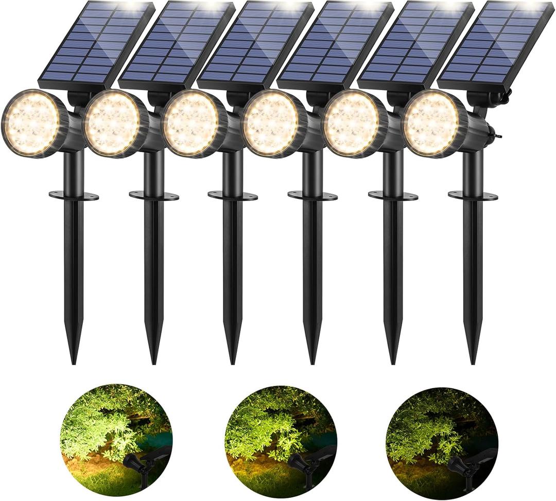 800 Lumens Solar Powered Spot Lights Outdoor - Adjustable Solar Flood Lights with 30 LEDs, 3 Modes, IP65 Waterproof, Solar Light for Landscape, Yard, Garden, Driveway, Tree, Wall(Warm White, 6-Pack)