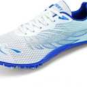 Track and Field Shoes for Men Women 8 Spikes Boys and Girls Kids Running Racing Shoes (6 Women/4.5 Men, Blue)