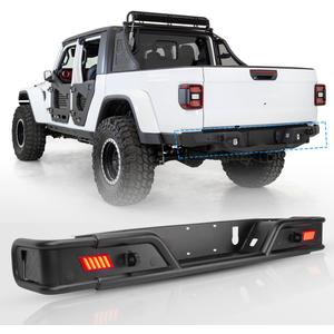 Rear Bumper Fit for Jeep 2019 2020 2021 2022 2023 Gladiator JT (2 Doors & 4 Doors), Full Width Back Bumper with LED Light & D-ring Shackles