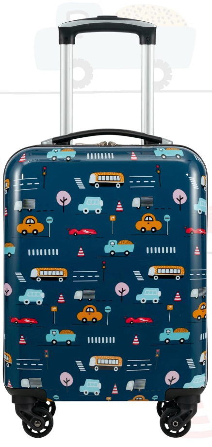 Coolife Kids Luggage Carry on Hardside Spinner Toddler Luggage Travel Rolling Luggage Girls Boys (Cars)