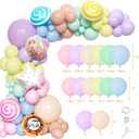 Pastel Balloons Different Sizes 18 10 5 Inch, Macaron Rainbow Latex Balloon Arch Kit for Baby Girl 1st Birthday - Including Balloon Boxes, Backdrop, High Chair Banner, Crown, and Photo Banner (Colorful)
