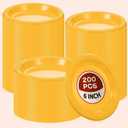 Mimorou 200 Pcs Plastic Dessert Plates 6 Inch Disposable Round Dinner Cake Plates Bulk for Wedding Birthday Picnic Salad Appetizer Party Supplies(Orange Yellow)