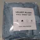Elegant Comfort Luxuriously Soft 4-Piece Velvet Plush Flannel Sheet Set - Premium Quality - Cozy Warm, Anti-Static, Non Pilling Fuzzy Velvet Flannel Fleece Deep Pocket Sheet Set - Full, Denim Blue