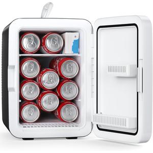 Antarctic Star Compact Mini Fridge, 10L Portable Small Refrigerator, 2.6 Gal Mini Fridge with AC/DC Adapters, Small Cosmetics Cooler for Beverage, Food, Makeup, Bedroom, Office, Dorm, Black