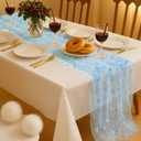 2 Pack Blue Snowflake Table Runner 29x120 Inch Princess Theme Birthday Party Decorations Lace Tulle Table Decor Home Dining Room Kitchen Holiday Wedding Anniversary Veil Decor