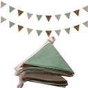 Oudain 15.5 ft Pennant Banner Flags, 2 Pcs Nursery Garland Triangle Bunting Flag Baby Banner for Nursery Decor Baby Birthday Boho Wedding Shower Party Event, Each 7.75 ft(Retro Color)