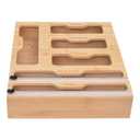 SpaceAid Bag Storage Organizer for Kitchen Drawer, Bamboo Organizer, Compatible with Gallon, Quart, Sandwich and Snack Variety Size Bag (1 Box 6 Slots) (Natural, 3"H)