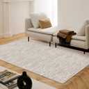 Hand Woven Area Rug 3x5 Feet - Rustic Farmhouse Boho Accent Rug for Living Room Bedroom Kitchen Entryway Floor Mats - Ideal for High Traffic Areas 100% Cotton Rag Rug Natural
