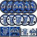 Graduation Party Supplies Dinnerware Set blue Disposable dinner paper plates dessert paper plates and Napkins for Congrats Grad Party Decorations, Serve 50