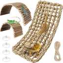 QUOZUO Bearded Dragon Tank Accessories, 3pack Reptile Habitat Hammock Natural Seagrass and Natural Wood Bendable Bridge for Climbing, Hermit Crab, Lizard, Mice, Spiders, Turtle, Snake