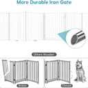 No Pawblems Free Standing Dog Gate with Door, 30'' Tall Foldable Dog Fence for Indoor & Outdoor, Up to 156 Inch Extra Wide Puppy Gate for Stairs, Hallways, Doorways, Deck, Yard (White, 6 Panels)