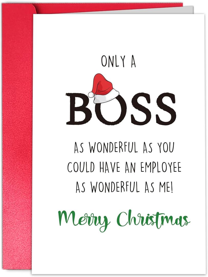 TQDaiker Funny Chritmas Card for Boss, Happy Xmas from Employee, Boss Christmas Card for Him Her