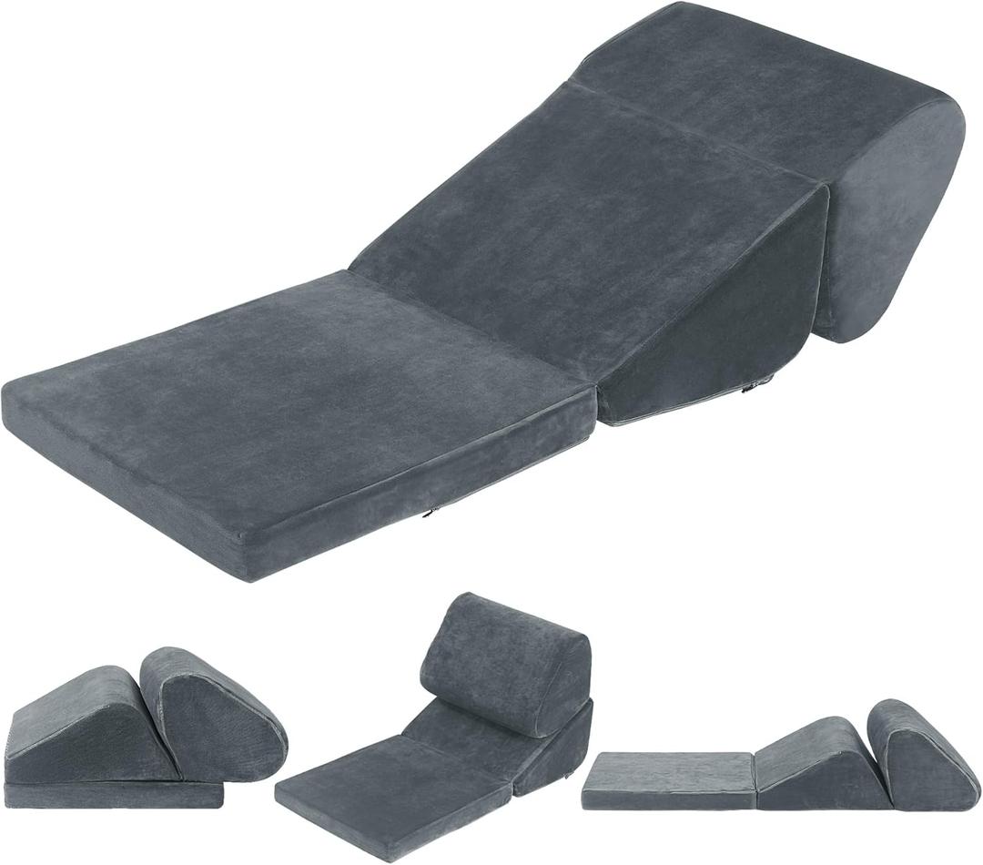 BALAPET Adjustable Japanese Floor Chair, Multifunctional Legless Chair Floor Pillow Meditation Cushion, Padded Folding Sofa Chair, Portable Floor Seat for Adults & Kids