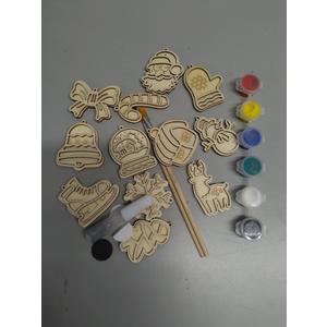 GFTBX DIY Christmas Decorations Ornaments for Christmas Tree Hanging for Xmas Tree Decor (Wooden, Set A of 8, 12 Colors) Pack of 2