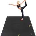 GXMMAT Large Yoga Mat 6'x4'/6'x6'/7'x5'(7mm/9mm), Extra Thick Workout Mats for Home Gym Flooring,Ultra Comfortable Non-Slip Quick Resilient Barefoot Wide Exercise Mat for Pilates,Stretching,Meditation (Black Real)