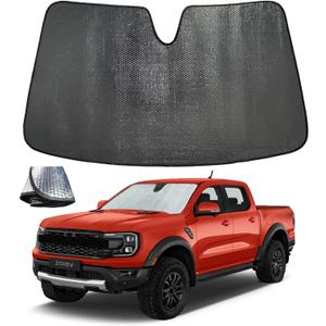 Windshield Sun Shade for Ford Ranger 2019-2024 - 5-Layer Bubble Foldable Front Window Shade Sun Visor Accessories - Blocks Heat & UV Rays