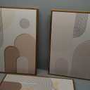 3 Piece Framed Neutral Boho Wall Art for Living Room, Large Minimalist Abstract Canvas Artwork for Walls, Mid Century Modern Beige Geometric Prints Paintings for Bedroom Hallway Wall Decor 16x24 Inch, 24" H x 16" W x 3Pcs