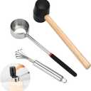 Coconut Opener Tool Set,Food Grade Coconut Opener,Coconut Scraper for Kitchens,Picnics and Beach Vacations