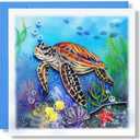 Sea Turtles Under The Sea Animal Greeting Card, Artful Painting Quilling Card for Get Well, Birthday, Thank You, Thinking Of You, Mothers Day, Father, Pet (Turtle)