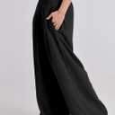 ANRABESS Women Linen Palazzo Pants Summer Boho Wide Leg High Waist Casual Lounge Pant 2026 Beach Travel Vacation Outfits (Small, Black)