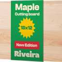 Riveira Maple Wood Cutting Board  Gourmet Maple Grandeur: 18 x 12 Wooden Cutting Board  Natural Wooden Cutting Boards For Kitchen Decorative  Innovative Juice Grooves Maple Wooden Chopping Board