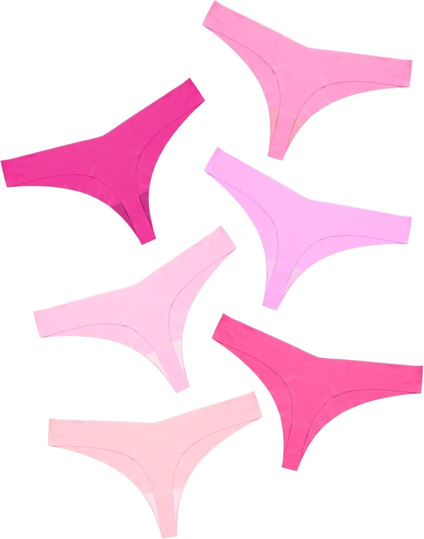 DEANGELMON Seamless Thongs for Women No Show Thong Underwear Women Comfortable Multiple Pack (Size Small)
