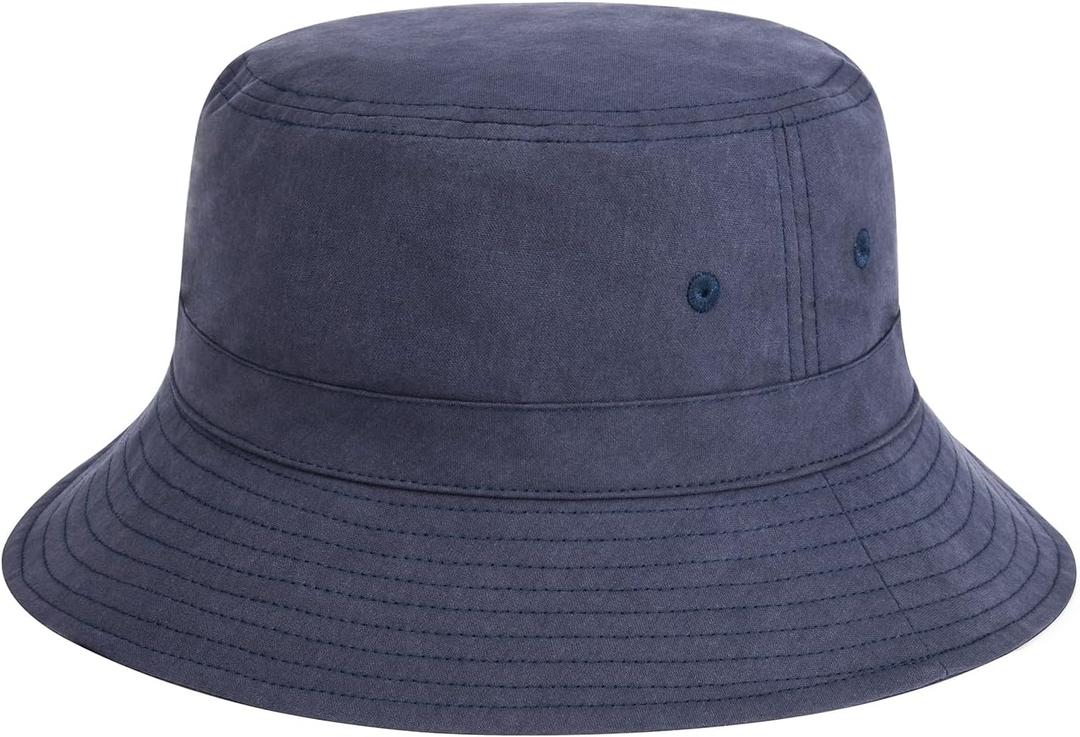 BOTVELA Summer Bucket Hat Washed Cotton Sun Cap for Beach, Fishing - Outdoor Vacation Boonie for Men Women (Navy, 7 5/ 8-7 3/ 4)