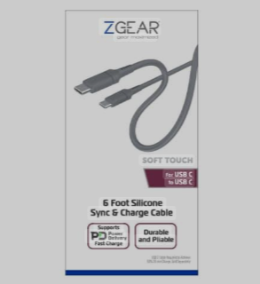 ZGEAR Adaptive Fat Charge with Two USB Ports and 6 Foot Silicone Rubber Synk & Charge Cable for USB C