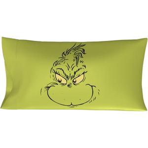 Franco Collectibles Grinch by Dr. Seuss Holiday Beauty Silky Satin King Size Pillowcase Cover 20x36 for Hair and Skin