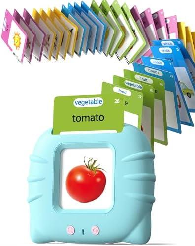 Airbition Talking Flash Cards for Toddlers 1 2 3 4 Year Olds, Montessori Language Learning with 224 Words, Pocket Speech Therapy and Autism Playthings, Children's Sensory Educational Device