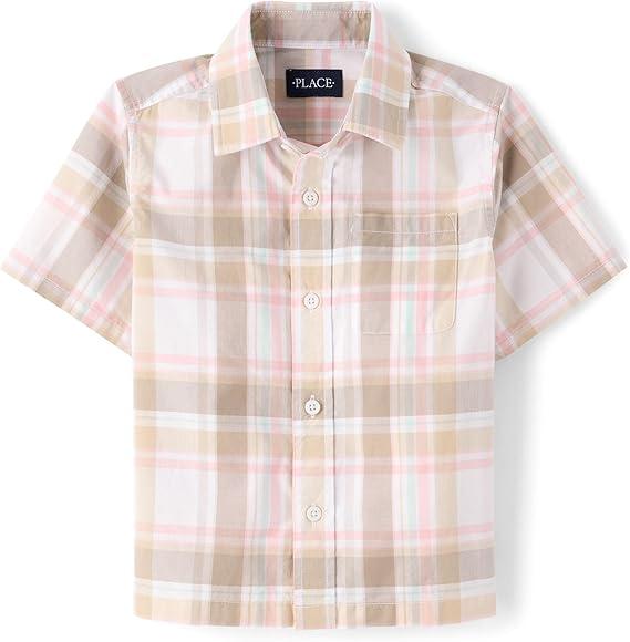 The Children's Place boys Short Sleeve Button Up Shirt, Size 4 XS