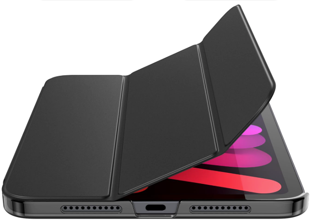 JETech Case for iPad mini (A17 Pro, 2024 Model, 7th Generation) / mini 6 (2021 Model, 6th Generation), Slim Stand Hard Back Shell Smart Cover with Auto Wake/Sleep (Black)