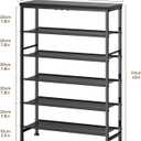 Mavivegue 6 Tier Shoe Rack Organizer, Metal Organizer Shelf with with MDF Top Panel and Layer Fabric, Shoe Rack for Front Door Entrance, Black & Rustic Brown