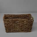 Yesland Hand-Woven Narrow Water Hyacinth Holder Wicker Basket, 15.5 x 5.5 x 9.75 Inch Decorative Magazine Storage Basket Bin for Home, Office, Desk