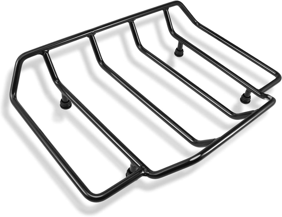 Motorcycles Air Wing Black Luggage Rack Carrier Trunk Top Rack Rail Mount Compatible with Harley Touring CVO Street Glide Electra Glide Road Glide Road King Ultra Limited 1984-2025