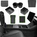 7PCS Center Console Organizer Tray for 2024 2025 Tesla Model 3 Accessories, Armrest Hidden Storage Box Cup Holder Charger Pad for Tesla Model 3 Highland