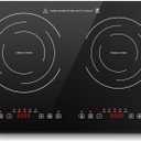 Induction Cooktop with 2 Burners, Horizontal Electric Stove, Built-In Induction Cooker, 1800W Sensor Touch Electric Cooktop, 18 Power Levels, Timer, Safety Lock, 120V, 20 Inch