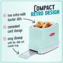 Nostalgia New and Improved Wide 2-Slice Toaster Perfect For Bread, English Muffins, Bagels, 5 Browning Levels, With Crumb Tray & Cord Storage, Aqua