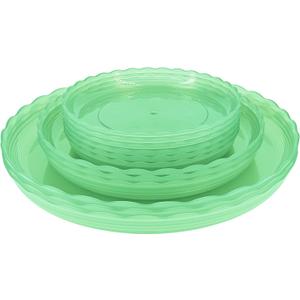 12Pcs Clear Plant Saucer, 6 8 10 Inch Durable Plastic Plant Tray, Round Plant Pot Saucers, Drip Tray for Indoor and Outdoor Garden, Green