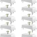 WIGENIUS 10 Pack White Table Cloth Rectangle Tablecloths 60X102 Inch, Polyester Table Cloth for 6 Foot Rectangle Tables, Wrinkle Resistant Washable Fabric Table Covers for Party, Wedding Banquet