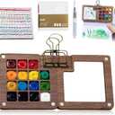 Mini Paint Palette Travel Kit, Mini Watercolor Set, Mini Watercolor Paint Sets, Travel Watercolor Palette Set, Pocket Artist Watercolors Travel Sets, Wooden Grid Paint Box (15 Grids)