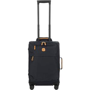Bric's X-Travel 21 Carry-On Spinner Airline Approved Luxury Softside Luggage with 360 Wheels, Recycled Water-Resistant Fabric, Interior Pockets, and Leather Details Navy