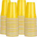 Hoolerry 200 Pack Plastic Cups Bulk 16 oz Party Disposable Wedding Cups Stackable Plastic Tumblers Beverage Drinking Cups for Birthday Party Picnics Camping Supplies(Yellow)
