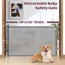Retractable Baby Gate for Stairs, 55" Wide Mesh Dog Gate Indoor, 34'' Tall Child Gate for Doorways, Hallways, Deck, Indoor Outdoor Pet Baby Safety Essentials for Home, Grey (Gray)