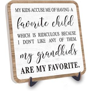Funny Decor for Grandkids from Grandma, Grandkids Sign Grandma Gifts Desk Wooden Sign, Home Farmhouse Sign Decor, 5 Inch Decor Wood Plaque With Stand