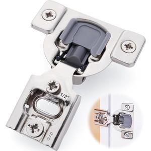 DecoBasics 50 Pack 1/2 inch Overlay Soft Close Cabinet Hinges for Kitchen Cabinets Door -Concealed Self Closing Face Frame Cabinet Hinge Brushed Nickel -Built-in Soft Close Hinges Damper-3 Way Adjust