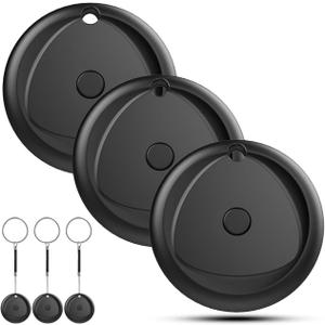 Tracker Tags-3 Pack Work with Apple Find My (iOS Only), [Apple MFi Certified] Key Finder and Item Locator, New Bluetooth 5.3 Tracker, Replaceable Battery Smart Tag for Keys, Wallet, Luggage etc (Black)